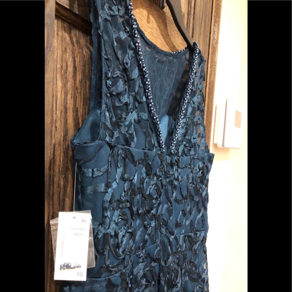 Formal Dress Size 10 Teal Blue Beaded Prom SLNY - Picture 8 of 8